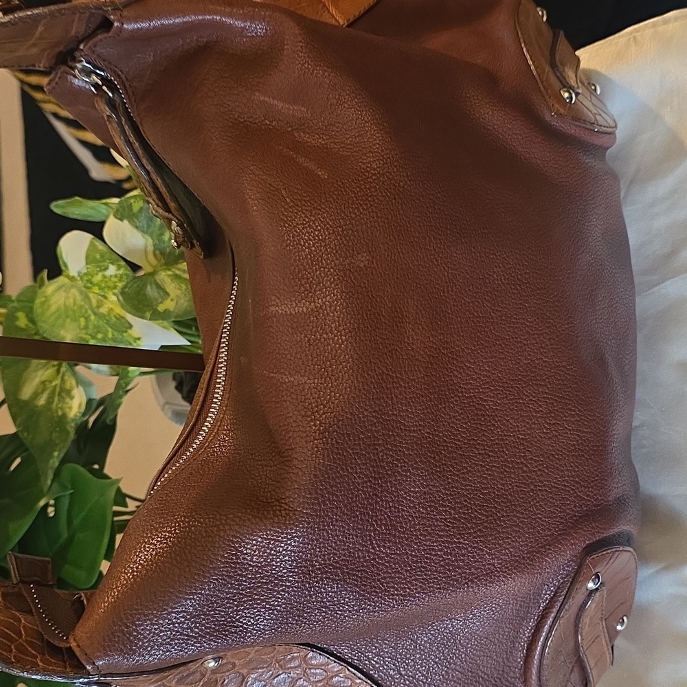 FURLA ITALIAN Brown Leather LUX Shoulder Bag Reposh - Picture 7 of 13